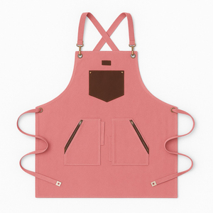 Tablier de Barbier en Cuir de Qualité Supérieure avec Bretelles Croisées et Trois Poches Avant – Tablier de Salon de Coiffure en Cuir - Product Image 1