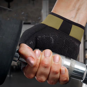 Half Finger <b>Weight</b> Lifting <b>Gloves</b> Black Olive Green Non-Slip Textile Weaving Unisex Outdoor Fitness <b>Gloves</b> - Product Image 3