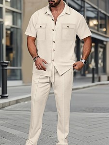 Ensemble d'été 2026 personnalisé pour homme : survêtement anti-statique en coton imprimé, t-shirt à manches courtes et short, prix de gros - Product Image 3