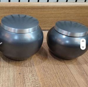 Black Modern Customized Metal Cremation Urn Round Keepsake Jar Personalized Engraved <b>Memorial</b> Container Tabletop Decor - Product Image 4