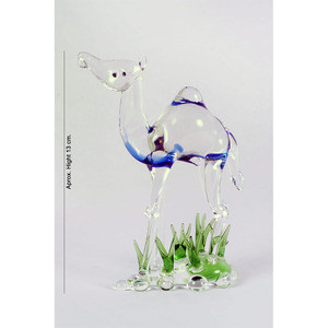 Figurine de chameau en verre soufflé à la main avec porte-bougie, hauteur 14 cm, sculpture décorative d'animal - Product Image 5