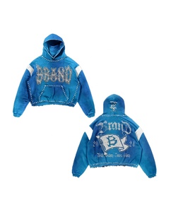 Sudadera con Capucha Oversize para Hombre, Gris, con Logotipo de la Letra B Bordado, Estilo Urbano, Tejida en Algodón, Sudadera con Capucha de Estilo Otoñal - Product Image 4