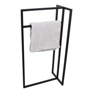 Porte-serviettes en métal noir à 3 niveaux de qualité supérieure, pour hôtel, support de rangement de salle de bain sur pied avec porte-serviettes suspendu - Product Image 6