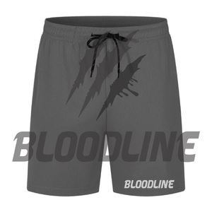 BLOODLINE Men's Quick Dry Sport <b>Shorts</b> Mid Elastic Waist Front Logo Zipper Pockets Bermuda Length <b>Camouflage</b> Pattern Casual PU - Product Image 2