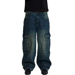 Pantalon cargo en jean pour homme, style urbain, 6 poches, prix abordable, grandes tailles, service OEM personnalisé, pour toutes les saisons (automne, été, printemps) - Product Image 5