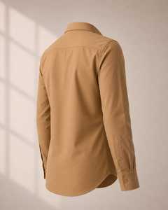 เสื้อเชิ้ตผู้หญิงสีกากี แขนยาว ปิดกระดุม ปักลายที่อก สไตล์เวิร์คแวร์ - Product Image 2