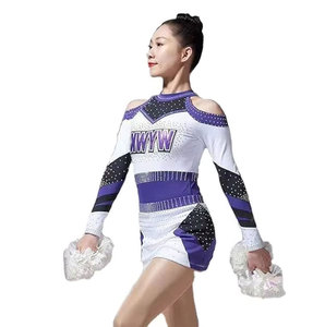 ชุดยูนิฟอร์มเชียร์ลีดเดอร์แขนยาวทรงแอธเลติก ดีไซน์ Solid Traders แต่งขอบตัดสี ประดับด้วยงานหินวิบวับและคริสตัล 100% - Product Image 4