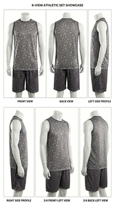 <b>Men</b>’s Basketball Uniform Two Piece Set – Casual Geometric Sportswear Outfit For <b>Men</b> - Product Image 6