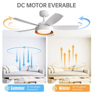 Ventilatore da Soffitto Bianco da 42 Pollici con Luce LED 22W e Telecomando, 6 Velocità del Vento, Motore DC Reversibile per Camera da Letto - Product Image 4
