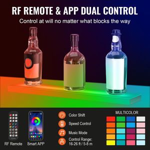 24\" 1-Step White LED Lighted Liquor Bottle <b>Display</b> Bar Shelf RF and App Controlled <b>Wall</b> & <b>Display</b> Shelves - Product Image 3