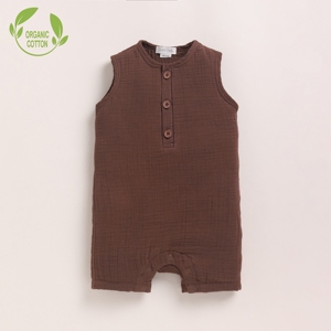 Cocoa Whisper Organic Half Romper Ropa de bebé de calidad superior Material de muselina - Product Image 1
