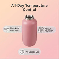Bouteille d'eau élégante en acier inoxydable de 18 oz, 25 oz, 32 oz, à ouverture moyenne, à double paroi, isolée sous vide, anti-fuite, réutilisable, gourde de sport