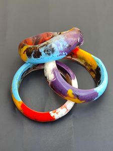 Handmade <b>Resin</b> Bangle Bracelets Colorful Marbled Pattern Round Shape Women's Jewelry <b>Craft</b> Accessories - Product Image 5
