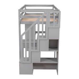 Doppia dimensione in legno letto a soppalco con cassetti di stoccaggio scrivania scale mobili per bambini Set con ripiani - Product Image 3