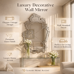 Miroir baroque vénitien de style antique élégant |   Miroir mural décoratif en verre de luxe pour salon, chambre et intérieurs d'hôtel - Product Image 6