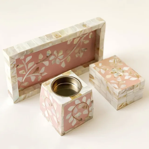 Juego de Quemadores de Incienso de Nácar PearlCrest, Elegante Soporte de Mosaico de Concha Iridiscente para Decoración del Hogar de Primera Calidad - Product Image 4