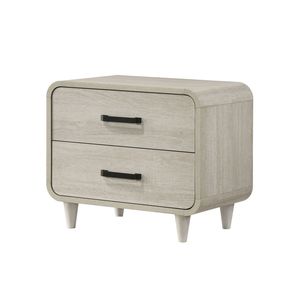 Comodino in Legno Massello Stile Contemporaneo con Finitura Bianca Unica e Due Cassetti, Arredamento Camera da Letto - Product Image 1