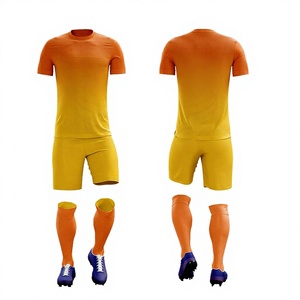 Custom Gradient Orange Yellow Soccer Uniform Set Men Football Kit <b>Training</b> Jersey Shorts <b>Socks</b> Breathable Quick Dry Team Wear - Product Image 1