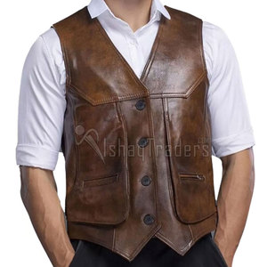 Breathable Comfortable Lightweight <b>Men</b> <b>Leather</b> Vest Casual Wear Reasonable Price Factory Made <b>Men</b> <b>Leather</b> Vest - Product Image 2