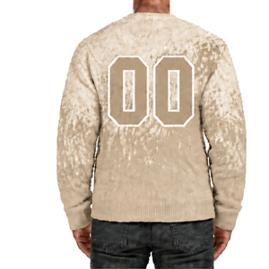 Pull-over en maille dégradé taupe et blanc pour homme, col rond, manches longues, personnalisé, style streetwear décontracté, mode hiver, vente en gros - Product Image 2