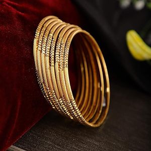 24K Gold Plated Alloy Bangles Set Women's Classic Wedding Jewelry <b>Crystal</b> Flower Design Stackable <b>Bracelets</b> - Product Image 2