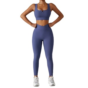 2025 nouveau Design vêtements de sport pour femmes sans couture haute Stretch Yoga ensemble course soutien-gorge Leggings pour Fitness Yoga coupe-vent pour l'automne - Product Image 3