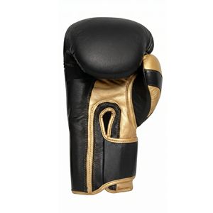 Gants de boxe noirs et dorés professionnels à lacets, équipement de combat de haute qualité pour la boxe de compétition. - Product Image 2