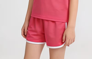 Women's Pink Mid Waist Knitted Shorts Sporty Breathable Elastic Waist Regular Fit Solid Color Polyester - Product Image 6