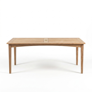 Muebles de Exterior Modernos Astera, Mesa Rectangular de Madera de Teca Sólida con Listones, Orificio para Sombrilla, Resistentes a la Intemperie - Product Image 1