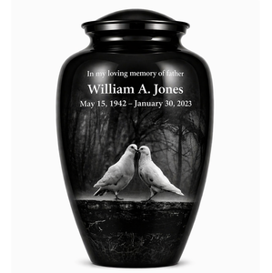 Urna Funeraria Conmemorativa Negra Personalizada con Adhesivo de Esmalte para Cenizas Humanas de Adultos - Product Image 5