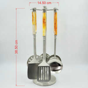 Kitchen Set With Stand Set of 6 With Resin Handle Polish Finish Stainless Steel For The Use Of Party And Wedding - Product Image 6
