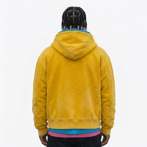 Sudadera con capucha personalizada extragrande con cremallera y bloques de color, estilo urbano, de forro polar, unisex, para hombre, proveedor mayorista de EE. UU., sudaderas con capucha de triple capa - Product Image 2