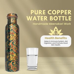 ขวดน้ำทองแดงพิมพ์ลายทำมือ ขนาด 1000 มล. แบบใช้แล้วทิ้ง ป้องกันการรั่วซึม พร้อมฝาปิด สำหรับพกพา เหมาะสำหรับโยคะ ฟิตเนส และกีฬา - Product Image 5