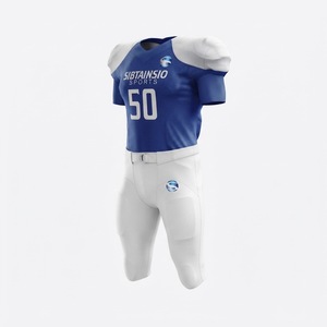 Custom Blue and White American Football <b>Padded</b> Jersey and Pants Set Two-Tone Team Uniform with Player Number Sublimated Uniform - Product Image 5