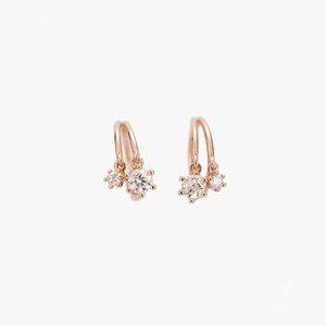 Pendientes de Aro de Oro Real de 14K con Diamantes Cultivados en Laboratorio, Color DEF, Claridad VVS2, Pendientes Huggie Pequeños con Colgante, Pendientes de Aro con Dijes - Product Image 4