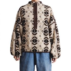เสื้อสเวตเชิ้ตคอตั้งทรงหลวม แบรนด์ SPINE CRAFT รุ่น Geometric Fleece Pullover แขนเสื้อแบบดรอปโชว์เดอร์ ซิปครึ่งตัว เหมาะสำหรับฤดูหนาว ดีไซน์ทันสมัยสำหรับผู้หญิง - Product Image 1