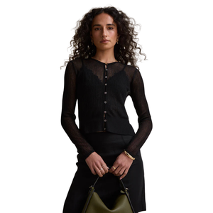 Women Eden Sheer Knit <b>Cardigan</b> <b>Lightweight</b> Button Front Semi Transparent Long Sleeve Summer Layer Top Wear Style Fit Up - Product Image 3