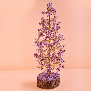 Qualité supérieure 1000 puces pierres précieuses naturelles améthyste arbre Chakra Style pour bureau décor à la maison guérison Feng Shui Inde Figurine - Product Image 1