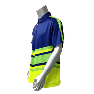 Polo Sublimado Azul Rey y Verde Neón para Hombre, Diseño Chevron en V, Ropa Deportiva Transpirable de Secado Rápido - Product Image 2