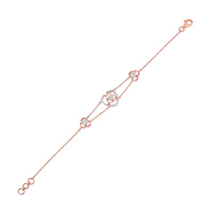 Bracelet chaîne multi-grosses mailles à motif floral et diamants - Product Image 1
