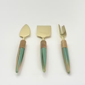 Juego de Herramientas para Queso de Acero Inoxidable con Mango de Madera y Resina para Hotel y Cocina, Juego de Cubiertos para Queso para Mesa de Comedor, para el Hogar - Product Image 4