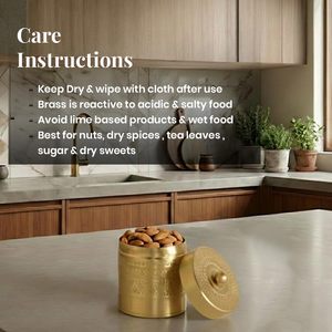 Pure Brass Kitchen Storage Jar with Lid Handmade Airtight Brass <b>Container</b> for Spices Dry Fruits Tea Coffee Kitchen Storage - Product Image 4
