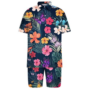 Top High Quality Wholesale Summer Customized Printed Short Sleeve Casual Comfortable Men Shirt And Shorts <b>Set</b> - Product Image 2