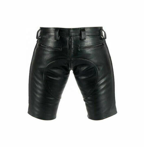 OEM Service Wholesale Custom Design Logo Men <b>Leather</b> <b>Shorts</b> Elastic Waist Embroidered Quick Dry Genuine <b>Leather</b> High Street - Product Image 4