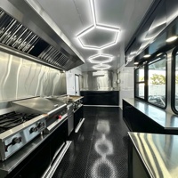 Remorque alimentaire carrée personnalisée avec éclairage LED, camion de restauration mobile avec cuisine complète pour café, barbecue, pizza, collations et traiteur