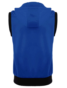 Men's Sleeveless Hooded Vest Yellow Black Zipper Front Casual <b>Sweatshirt</b> Regular Fit Autumn Wear - Product Image 2