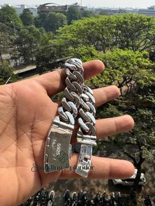 Bracelet chaîne cubaine classique géométrique en argent 925 avec moissanite VVS taille brillant de 18 mm pour hommes et femmes, passe le test du diamant - Product Image 4