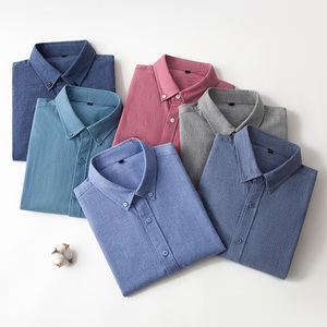Camisa de Franela a Cuadros de Manga Larga para Hombre, Cuello con Botones, Informal, Otoño, 100% Algodón, Antiarrugas, Manga Larga, Tejida - Product Image 3