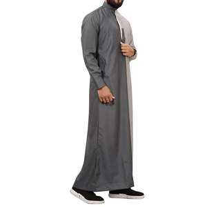 <b>Men's</b> High Quality Traditional Muslim <b>Thobe</b> Jubbah Custom Logo Beaded Embroidered Saudi Wear Newest Simple Style - Product Image 2