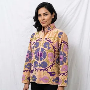 Ladies' Reversible Velvet Bomber Jacket Stand Custom Logo Embroidery Floral Pattern <b>Quilted</b> Design Cotton Lining Autumn/<b>Winter</b> - Product Image 4